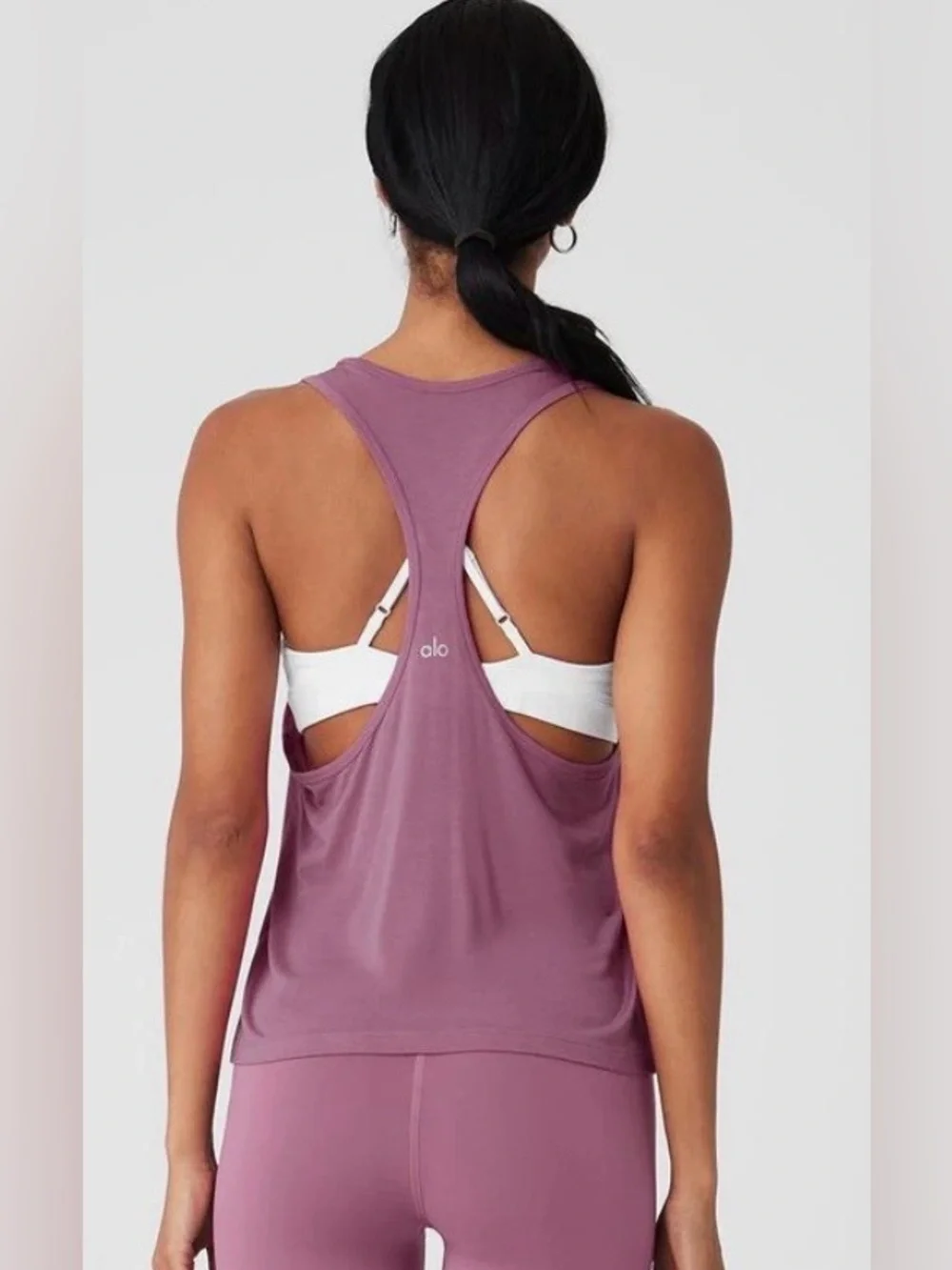 Alo All Day Tank Top Relaxed Racerback Mulberry Mauve Size S